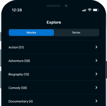 Screenshot of Explore screen on Spectrum Access mobile app